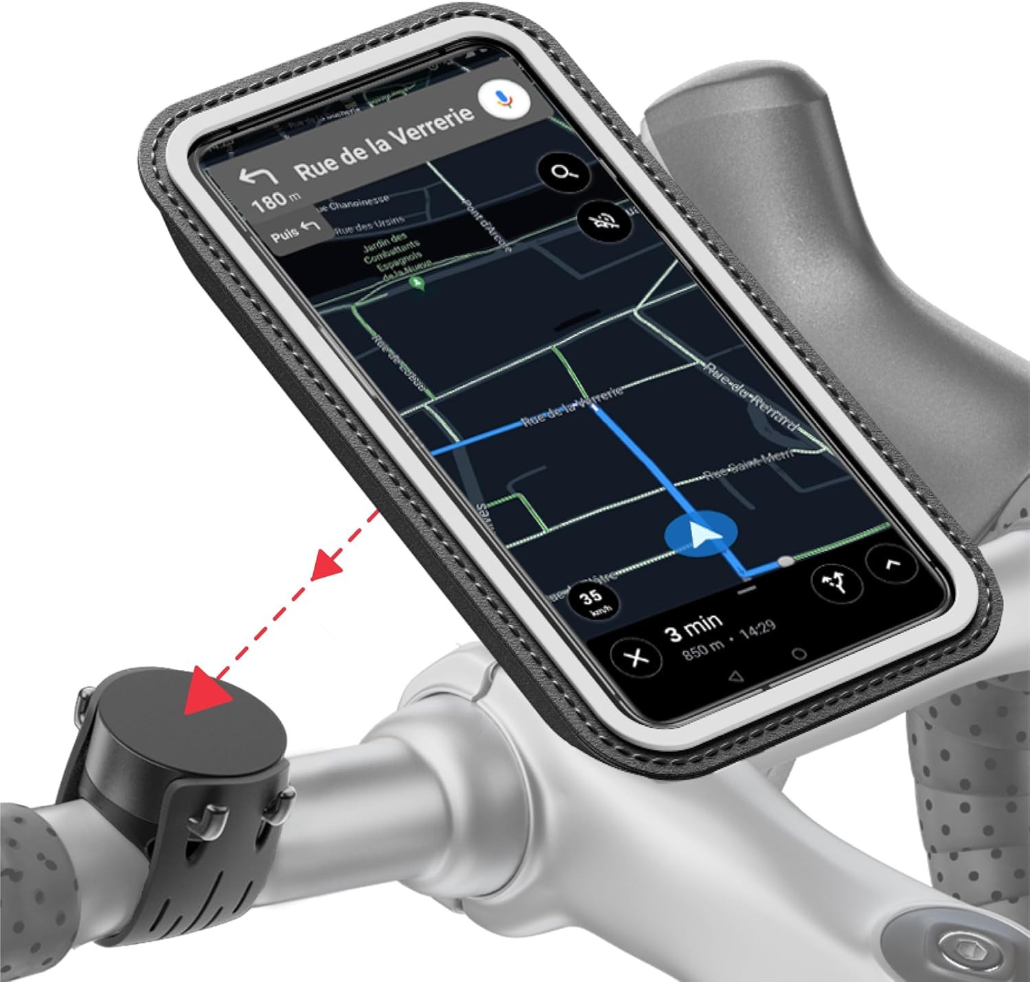 Support téléphone vélo magnétique Shapeheart 2XL pour smartphone jusqu'à 17,2 cm