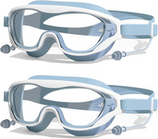 Kids Swim Goggles 2 Pack, Anti-Fog Anti-UV Wide View Swimming Goggles for Kids B