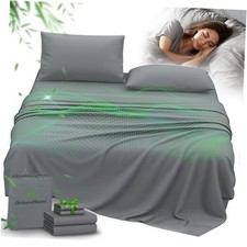 Silver Infused Bed Sheets, Cooling Fabric with Self-Cleaning Queen Gray