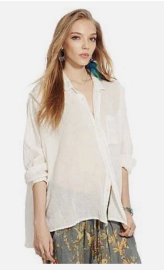 Denim & Supply Ralph Lauren New Cream Women’s Cotton Gauze Shirt Top Size Small
