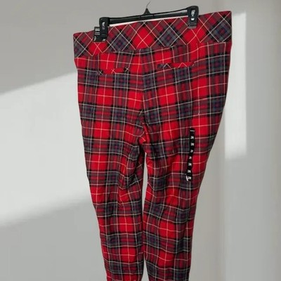 NWT- Torrid Pixie High-Rise Pull-On Pants   Red Plaid
