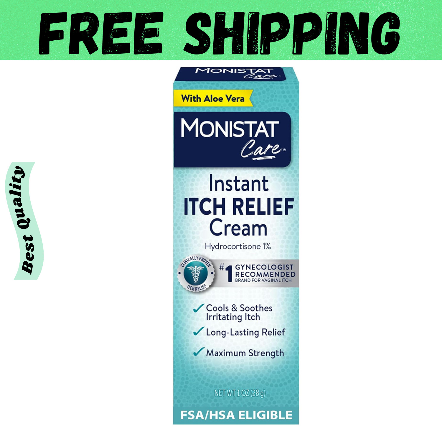 Monistat Instant Feminine Itch Relief Cream for Women Maximum Strength, 1 oz