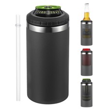 Slim Can Cooler, 16oz Skinny Can Insulated Beer Sleeve Drink Holder Black