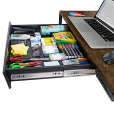 Large 23.6 Inch Under Desk Drawer Slide Out, Pencil Drawer, Undermount Desk D...