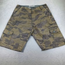 Plugg Mens Cargo Shorts Camouflage Green 31 Multi-Pocket Utility Wear
