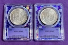 LOT of 2 - 1886 P Morgan Silver $1 Dollar PCGS MS62 TraderBea BLAST WHITE 🔥