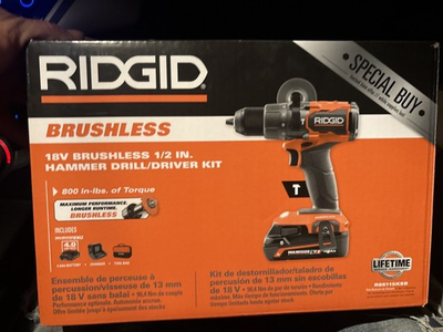 #ad RIDGID 18V Brushless 1 2” Hammer Drill Driver Kit R86115KSB 4.0Ah NEW $140.00