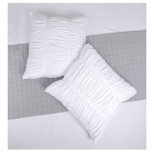 Set of 2 Boho Farmhouse Cotton Euro Pillow Shams All Over Plaited Crinkle Zipper