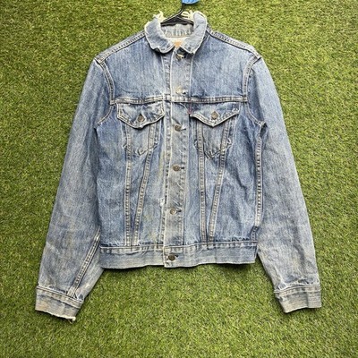 Vintage 90s Levis Jean Jacket Mens Small 34 Type III 3  Patch Trucker Workwear