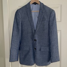 J Crew Italian Cloth Ludlow Slim Fit Linen Wool Blazer Light Blue Mens 36 Short