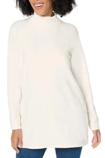 Denim & Co. Active Women's Fleece Funnel Neck Tunic Winter White