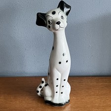 Vintage Kitsch Ceramic Long Neck Tall Dog Dalmatian Figurine Made In Japan Retro