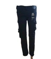 Encrypted Boys Jeans Size 14 Black Denim Cargo Pockets Distressed Pants