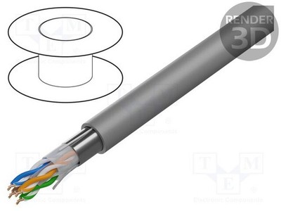 Cu 6a LSZH U/UTP 4x2x23AWG Leitungen Draht 72V 305m grau