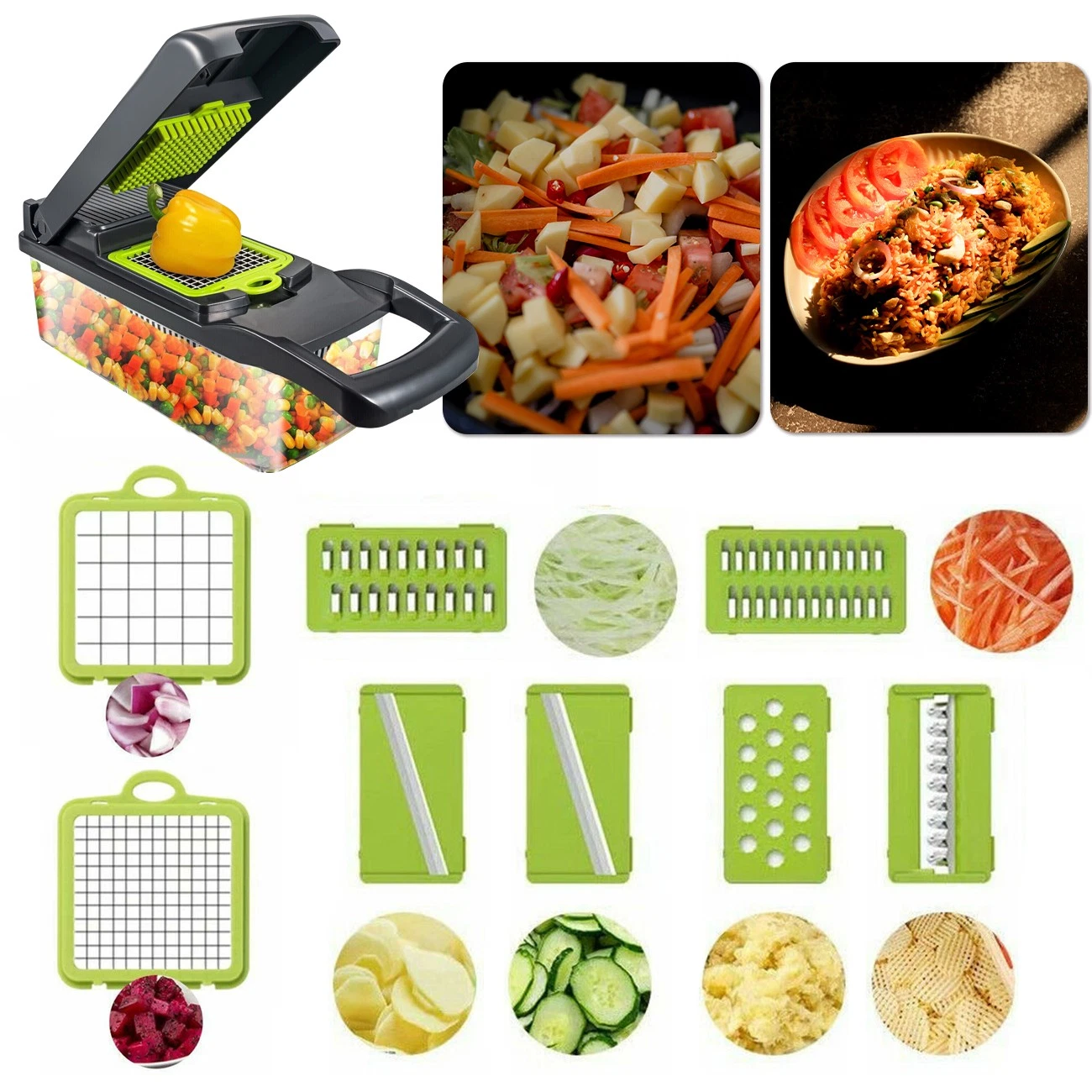 15-In-1 Fruit Vegetable Slicer Cutter Food Onion Veggie Dicer Chopper Kitchen