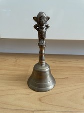 Vintage Brass Ganesha Bell Hindu Altar Puja Temple Elephant God Handle Spiritual