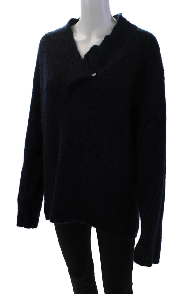 Suéter Rena Rowan For Saville para mujer manga larga cuello en V azul marino talla pequeña Foto 2 de 4