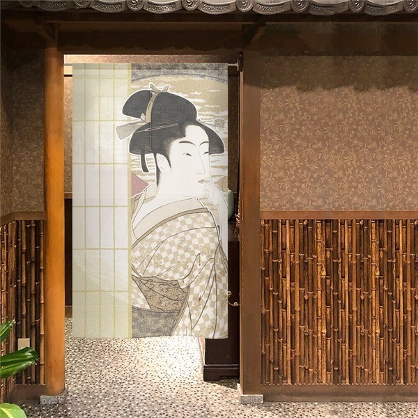 Cortina Noren tradicional japonesa - Shoji & Hokusai Girl Ukiyo-e Art Print Gift