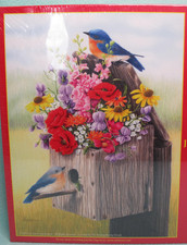 SunsOut Bouquet For Bluebirds 500 Pcs Jigsaw Puzzle NEW SEALED/Floral/Birdhouse