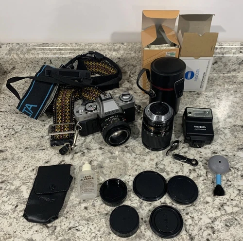 Minolta XG-1 SLR 35mm Film Camera w/ TONS OF ACCESSORIES