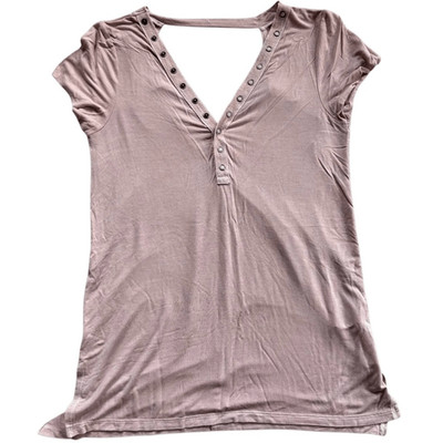 AMERICAN EAGLE AEO Women s Mauve Soft & Sexy Short Sleeve Henley T-Shirt Small