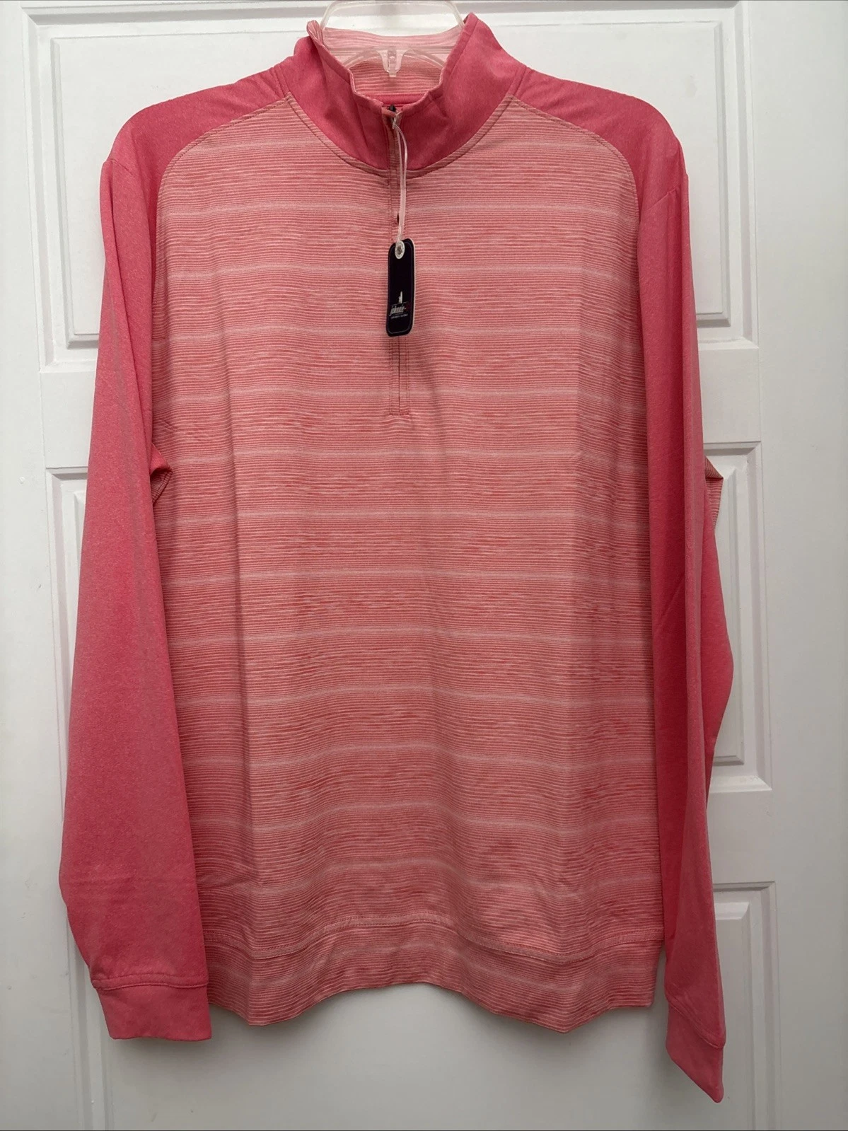 Johnnie-O Bert Golf 1/4 Zip Pullover Taffy Striped Performance Men's Sz Medium