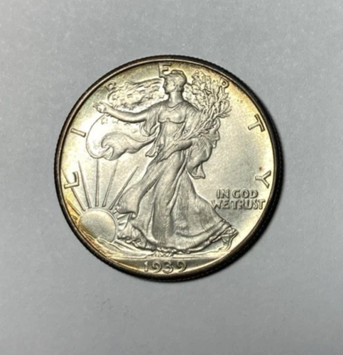 1939 Walking Liberty Half Dollar UNC+ Original Album Tone