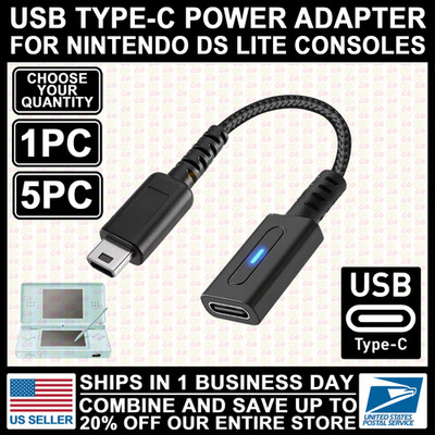 USB Type-C Adapter Converter Charging Cable for Nintendo DS Lite NDSL Console