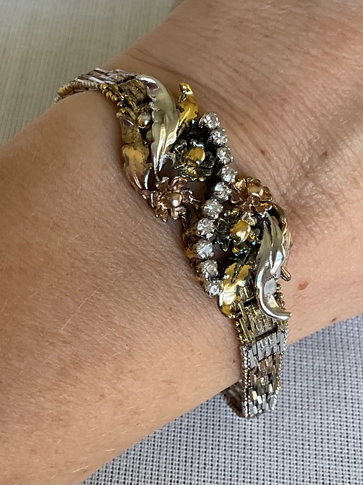 Pulsera MILOR ITALY 925 Plata de Ley Tricolor Riccio Circonita cúbica Vintage Estate Foto 3 de 4