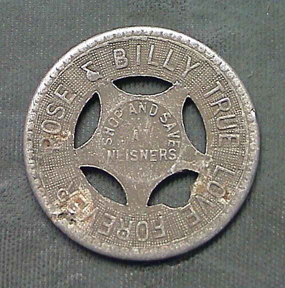 Vintage Neisners Shop & Save Good Luck Love Token Coin 4 Leaf Clover