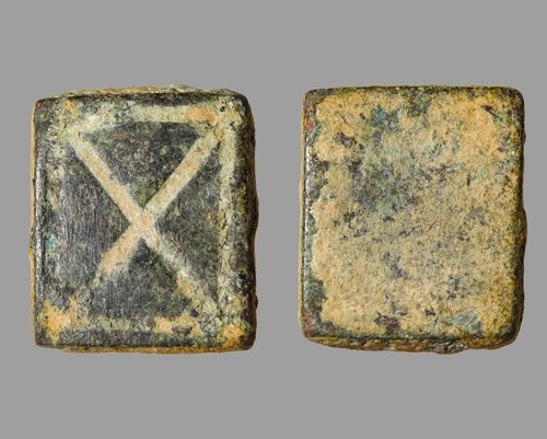 Roman Byzantine Bronze Weight Marked X 4.41g 5th–7th Century AD  Authentic