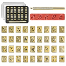 Leather Stamping Tool Set 37 PCS Alphabet Symbols Handle Craft Punch Kit