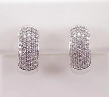 0.50Ct Round Cut Moissanite Small Huggie Hoop Earrings 14K White Gold Plated