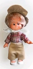 Vtg Unmarked Little Boy Doll Plastic Posable Limbs Cloth Outfit