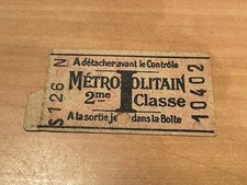 ticket ancien Métropolitain (années 1941 à 1944) 2è classe - lettre I