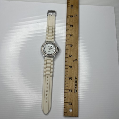 F Geneva Silver White Jelly Stainless Ladies Retro Sport Crystals Watch Works - Picture 2 of 8