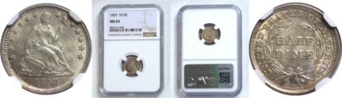 1857 Seated Liberty Half Dime NGC MS-65 - Picture 1 of 1
