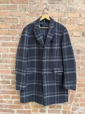 Paul Smith London Men’s Coat, Sz 42, Blue Plaid Wool, Italy