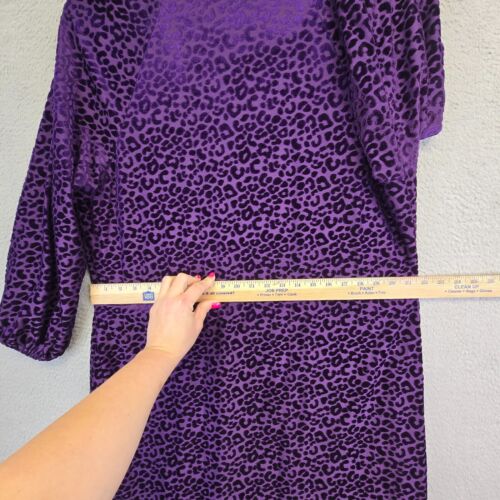 Nine West Dress Women 16 Purple Animal Print Velvet Burnout Whimsigoth Tunic Y2K - Picture 11 of 20