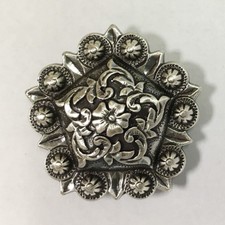 WESTERN HORSE SADDLE TACK ANTIQUE FLORAL ENGRAVED PENTAGON CONCHO screw back