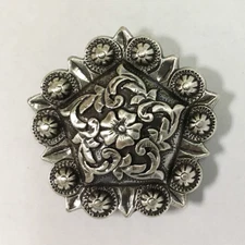 WESTERN HORSE SADDLE TACK ANTIQUE FLORAL ENGRAVED PENTAGON CONCHO screw back