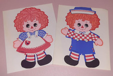 Raggedy Ann  Andy Stickers Vintage 70s Hallmark 6" Large Sticker Set