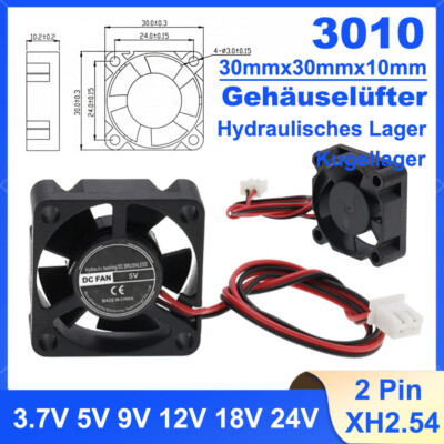 Lüfter DC Brushless 30x30x10mm 5V 9V 12V 18V 24V 2Pin für Computer,3D Drucker