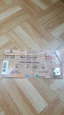Billet ROLAND GARROS Court Suzanne Lenglen le 03/06/2008 | eBay