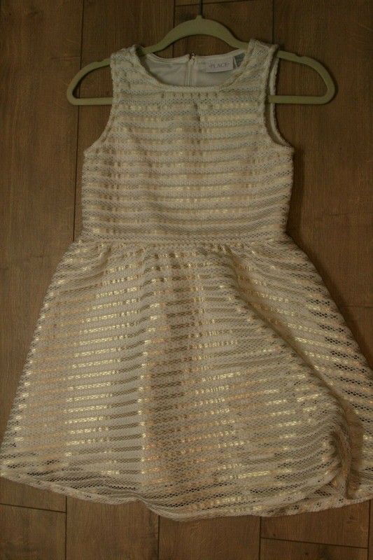 The Children's Place girls gold doll dress size 10/12. GUC
