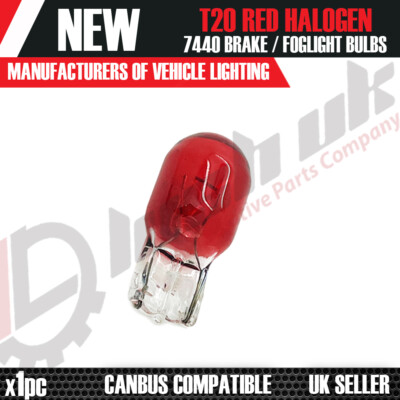 1X ROT T20 7440 W21W GROSSER KOPF KAPPE HOCHLEVEL BREMSLICHT NEBEL ROT GLÜHBIRNE UK