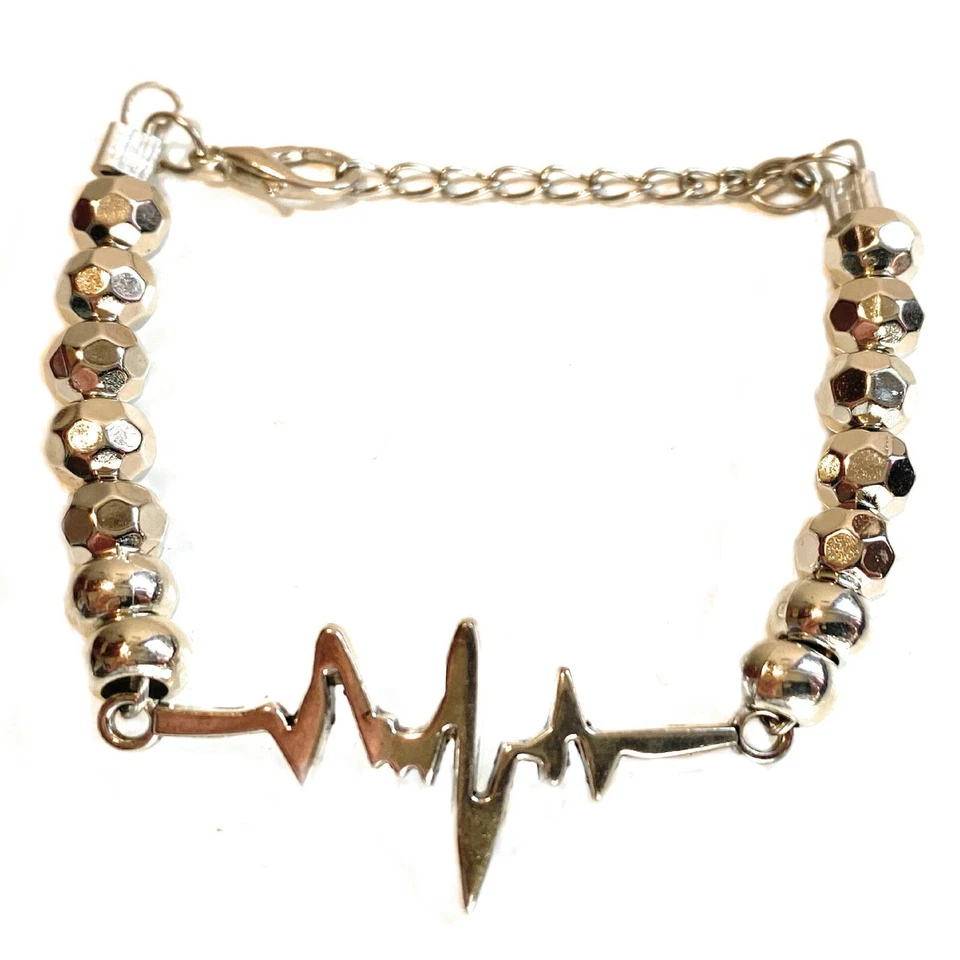 Bracciale di perle argento con charms da donna braccialetto ciondolo cuore - Immagine 4 di 4