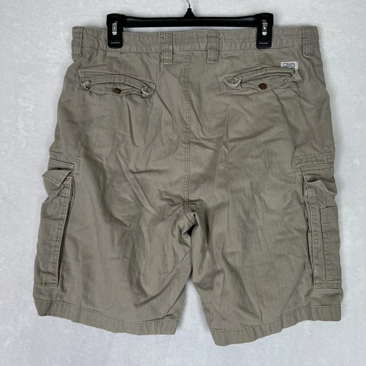 Chaps Polo Cargo Shorts Mens 36 Khaki Beige 6 Pockets Hiking