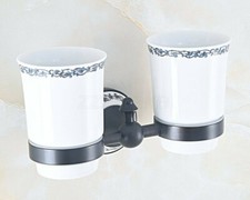 Oil Rubbed Bronze Bathroom Double Tumbler Cups Holder Toothbrush Holder Zba761