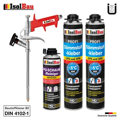 Dämmstoffkleber XPS EPS Klebeschaum 2 x 750ml + 1 x PU-Reiniger + Schaumpistole